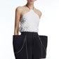 Structured unique designer high fashion luxury high-waisted black shorts pocket - Cuwe