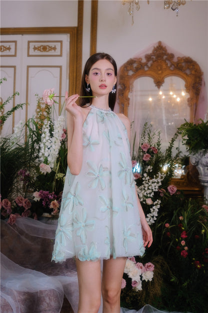 Wardrobes by Chen Mint Green Halter Flower Embroidered Loose  dollDress-Louis