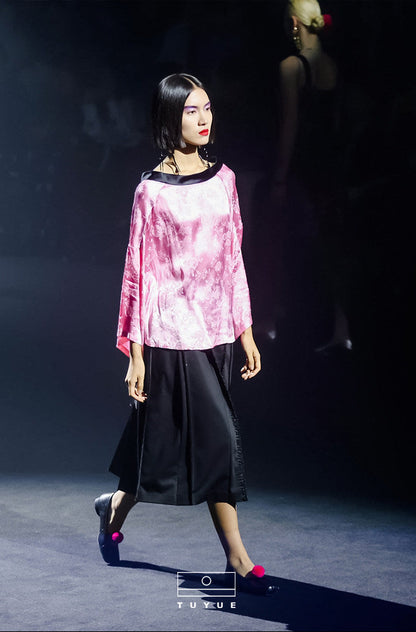 TUYUE Black Pleated Bead Elastic Waist Skirt - MONICA.