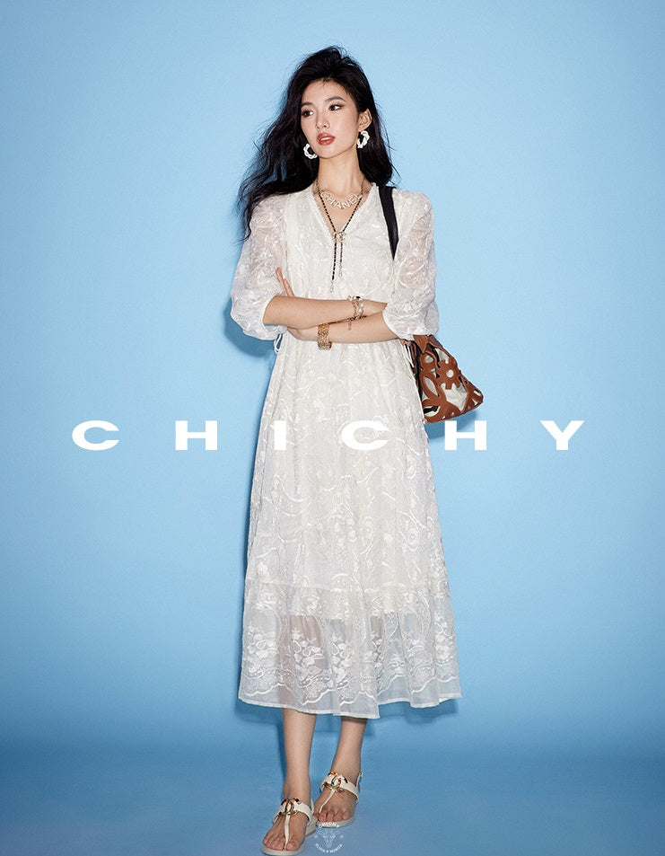 CHICHY long-sleeved cut-out gradient blended pink wool knit chic top-JARVIS