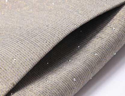 WANGXO | Silver Silk Truncated Shoulder Box Coat & Slip Dress Set -VERA.