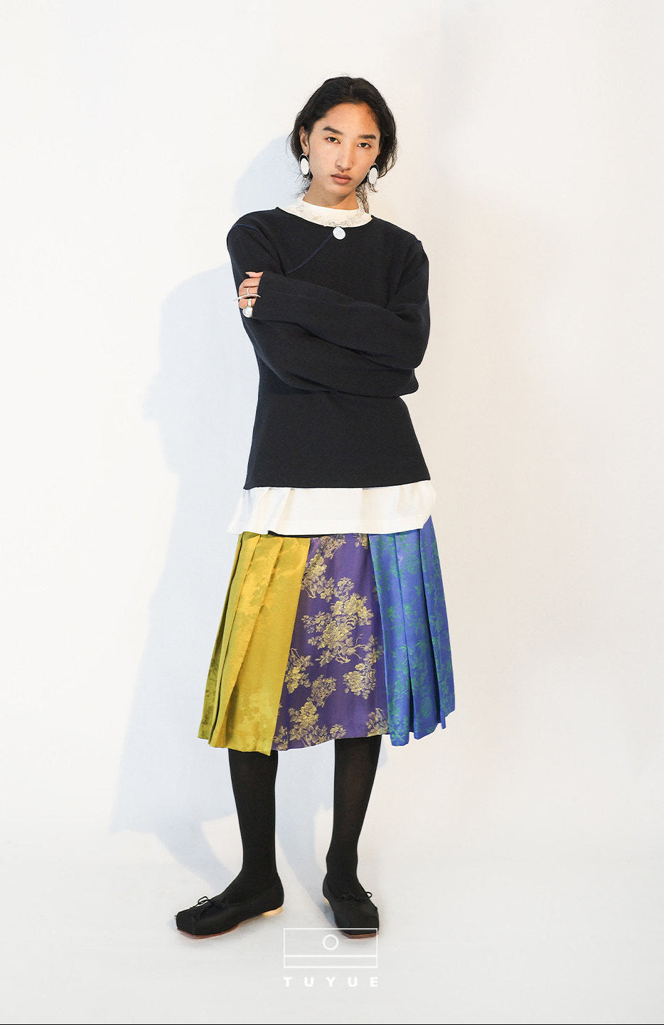 TUYUE Satin Woven Pleated A-Shaped Skirt - HARRY.
