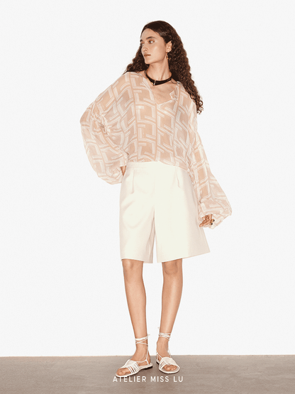 ATELIER MISS LU print mulberry silk irregular top - MARK