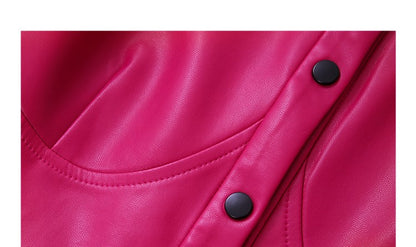 LEDIM W high-end waist cover contrast leather shirt - Vioe