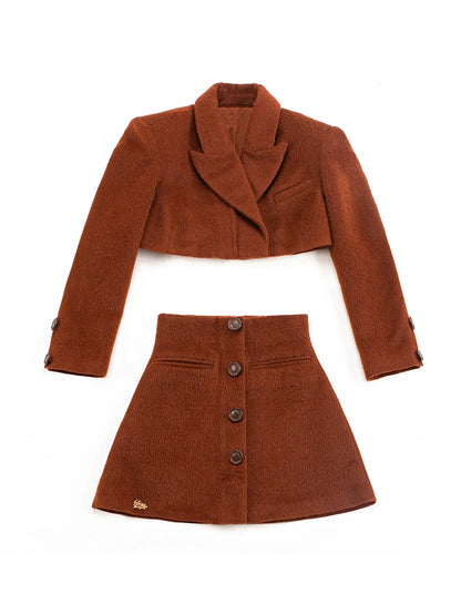 Le palais vintage Merlard style tweed short jacket high-waisted A-line short skirt-LAIR.