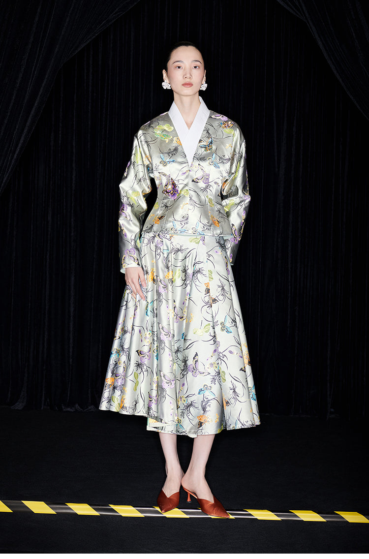 M essential Mackay designer Butterfly Beaded Waist Short Jacket - sake.