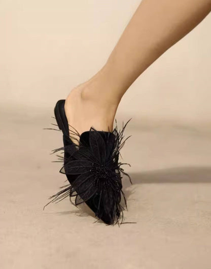 B-FEI embroidery rhinestone mules flat French sole-PSYKO.
