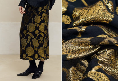 HECO 100% mulberry silk black Cut Flower Silk Skirt Women - power.