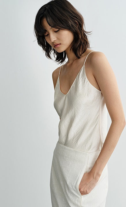 COMME MOI Lv Yan designer summer full acetate texture fashion V-neck suspenders - RICK.