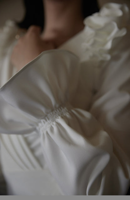 GOUDIN white wedding host evening dress-NICH.