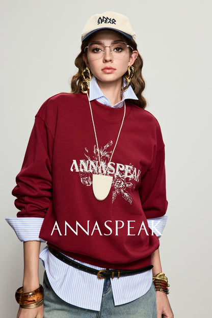 ANNASPEAK crew neck mottled distressed printed sweatshirt-PAMP.