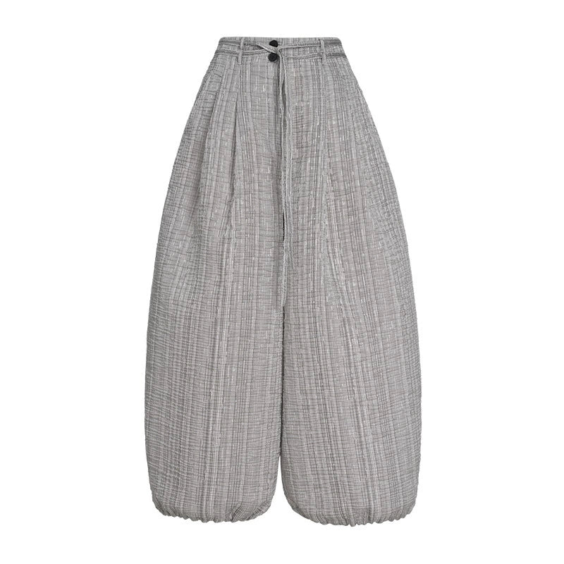 ZHUCHONGYUN Summer Silver Striped Pleated Airy Bloomer Pants--CELTY
