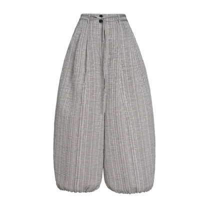 ZHUCHONGYUN Summer Silver Striped Pleated Airy Bloomer Pants--CELTY