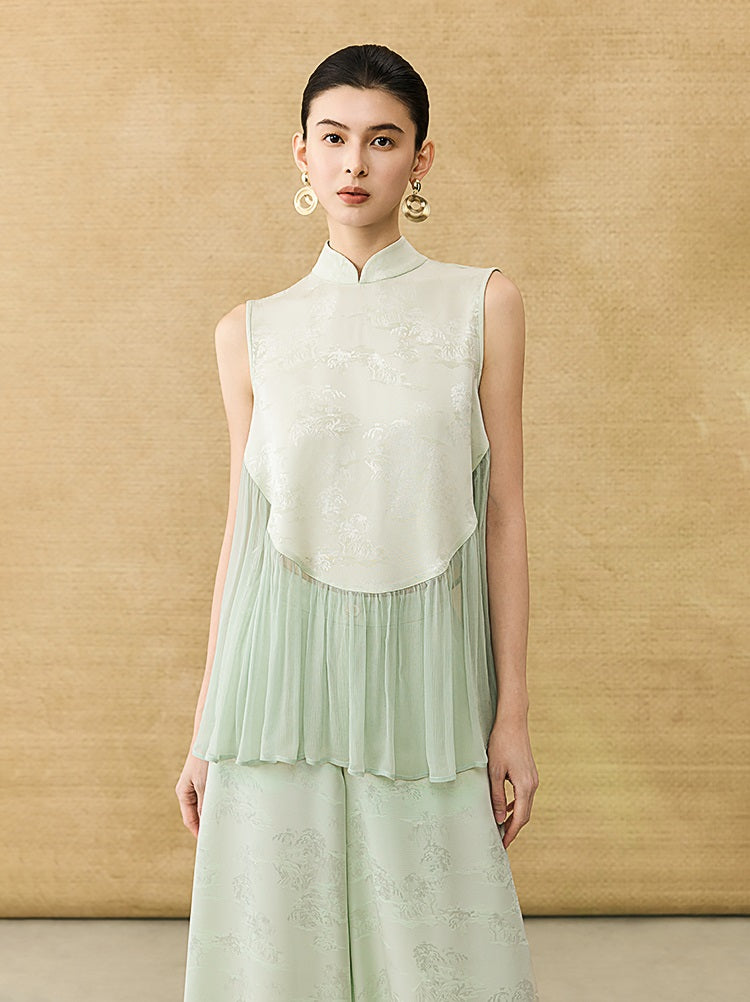 HECO New Chinese Acetate Jacquard Mesh Stitching T-Shirt - ANGEL.