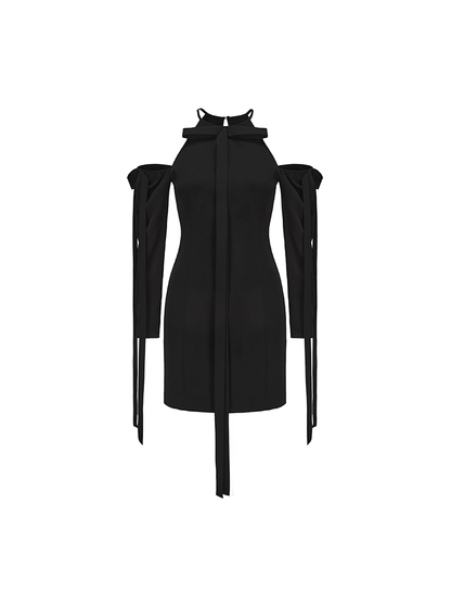 ATELIER MISS LU multi-ribbon design slim-fitting dropped-shoulder dress - HAZEL.