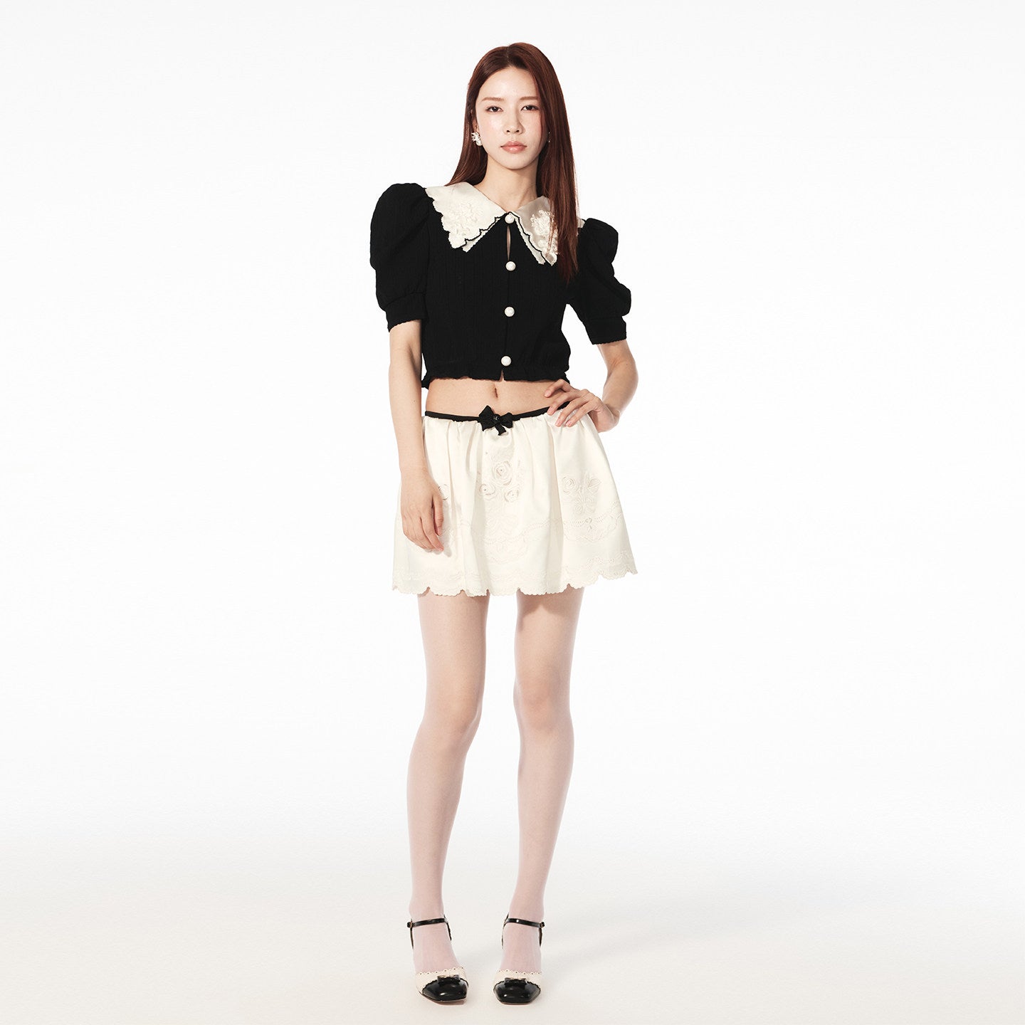 FAME Beaded Collar Knit Top- CLARA