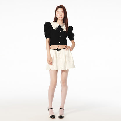 FAME Beaded Collar Knit Top- CLARA