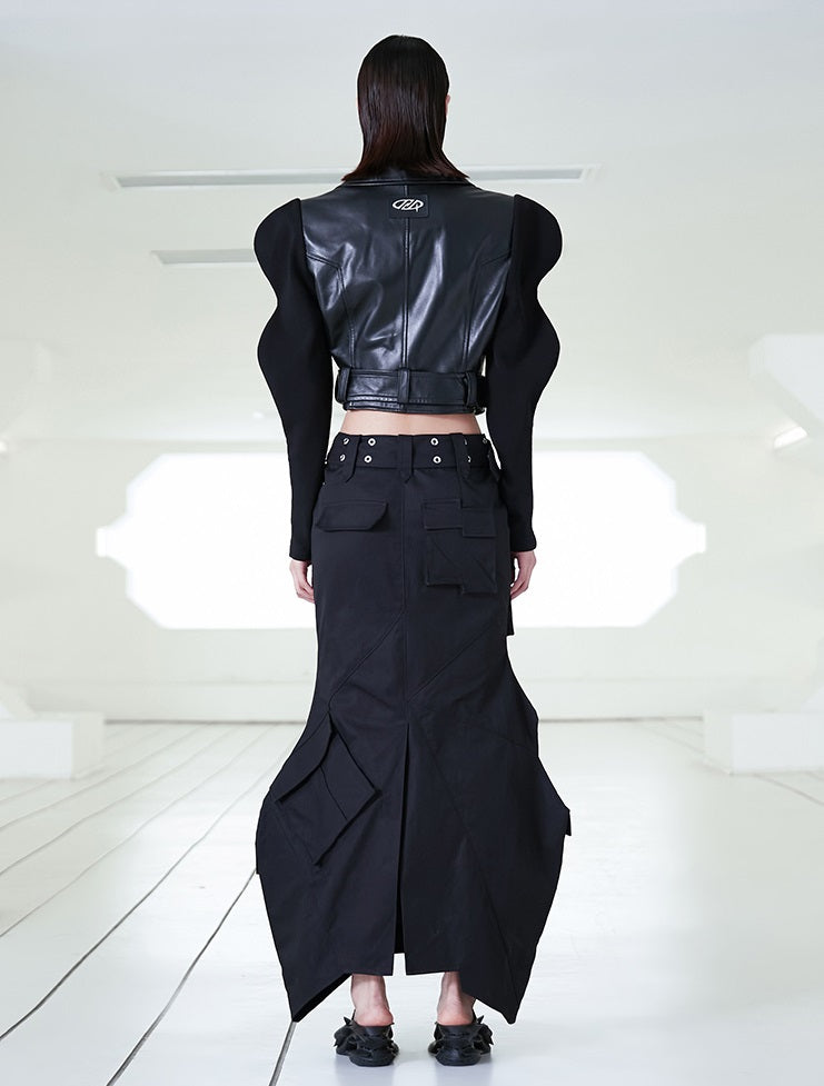 ANNAKIKI  geometric split workwear style skirt - JIHYO.