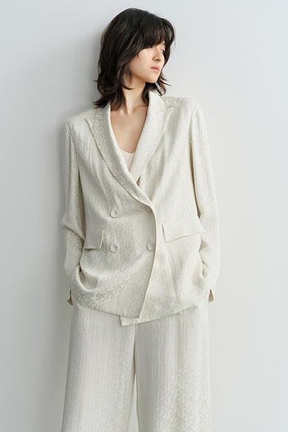 COMME MOI summer white jacquard straight suit jacket - RUBY.
