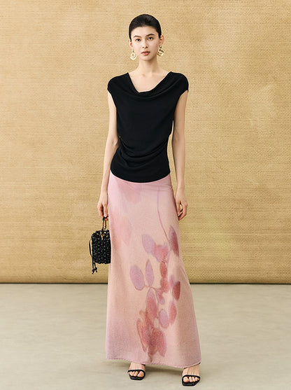 HECO Chinese gradient floral flowing temperament skirt - SWAED.