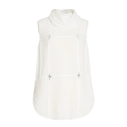 ZHUCHONGYUN new loose turtleneck paneled cut-out sleeveless top--RAMIE.