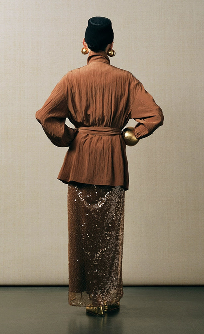 ZHUCHONGYUN stand-collar silhouette trench crepe coat-GRIFFITH.