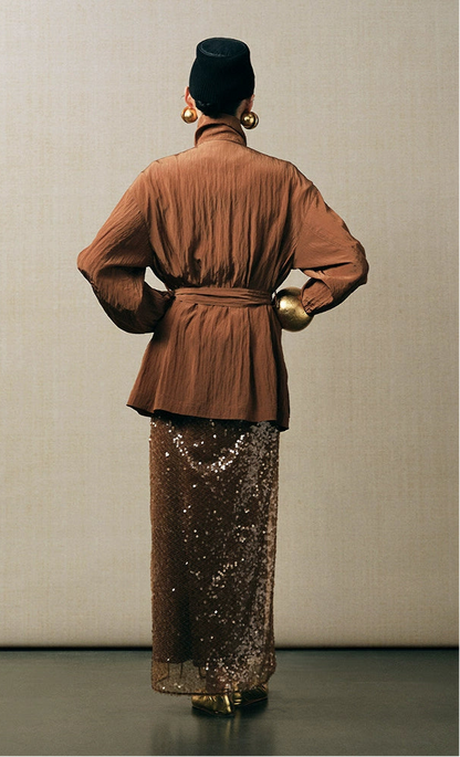 ZHUCHONGYUN stand-collar silhouette trench crepe jacket-GRIFFITH.