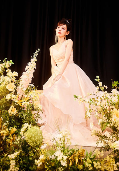 DOLLY High End Sleeveless Diamond High Waist Suspender Long Prom Dress-NORA