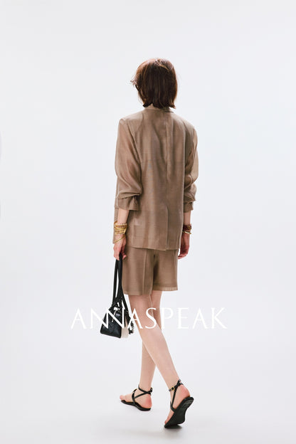 ANNASPEAK  mulberry silk cool silk haute couture upright suit vest set-ANCHOR.