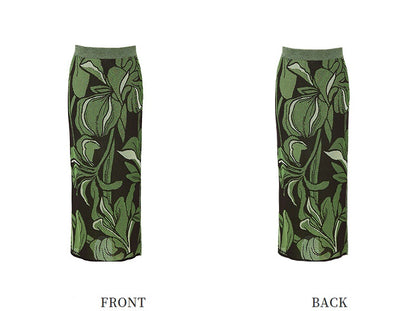 ZHUCHONGYUN jacquard long knitted skirt - URAMESHI.