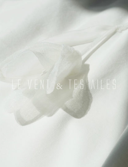 LE VENT&TES AILES  handmade Lush 100 cotton 3d flower short-sleeved top-Lyra