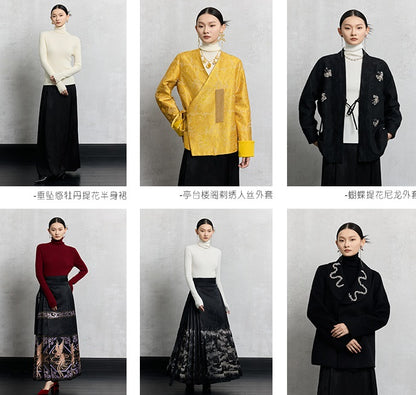 HECO Plain Base Layer Top High Neck black white red apricot Long Sleeve Knit Sweater - nice.