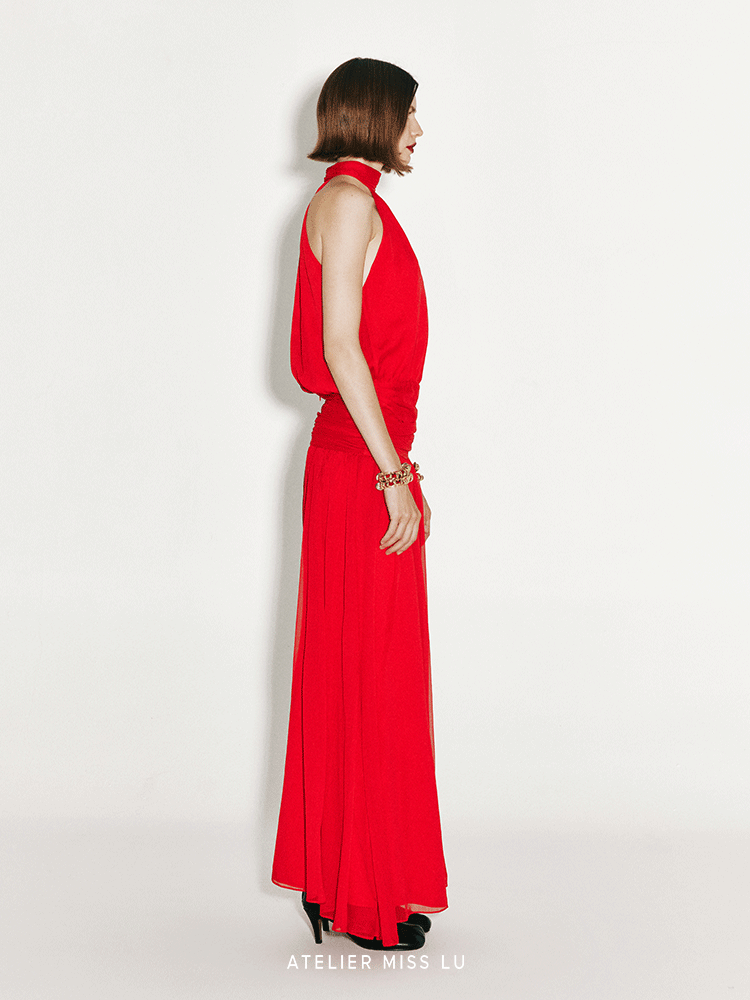 ATELIER MISS LU Flowy Multi-layered Low-Waisted Gown Long Skirt - MILDRED..