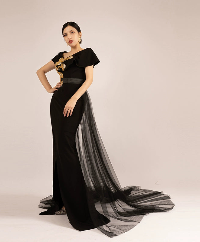 BAISHA New evening banquet host niche high-end temperament slim dress- TAKE.