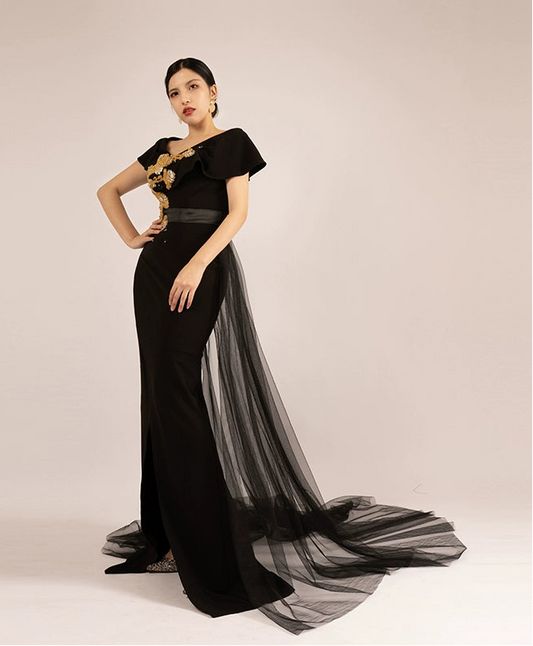BAISHA New evening banquet host niche high-end temperament slim dress- TAKE.