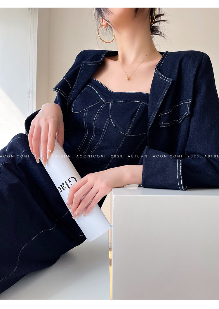 Aconiconi Luxury Blue Denim jacket - Poetry from the Other Shore