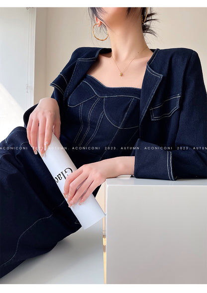 Aconiconi Luxury Blue Denim jacket - Poetry from the Other Shore