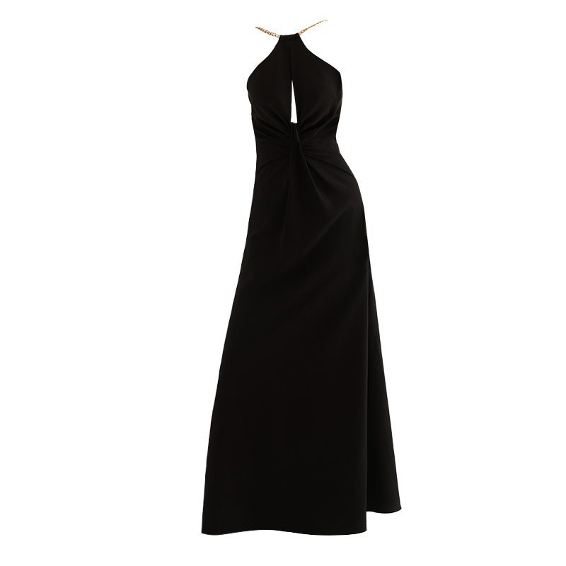 GOUDIN women's black long style light luxury high-end banquet dress-SOM.