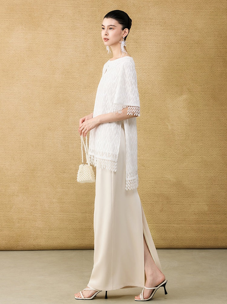 HECO Chinese butterfly bead embroidered slimming straight skirt - POLY.