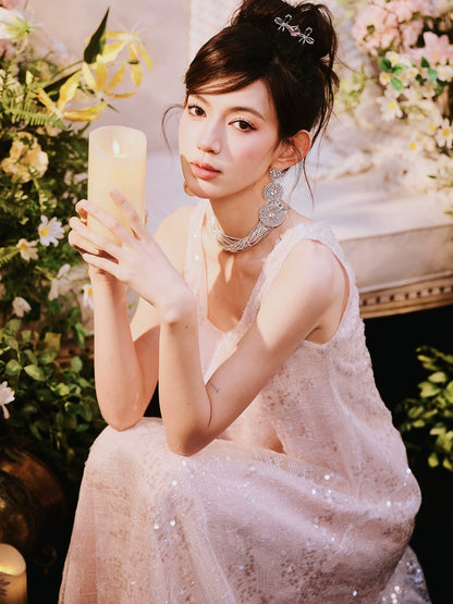 DOLLY Luxury U-Neck Sleeveless Fake Two Piece Midi Swing Dress-KASSIA