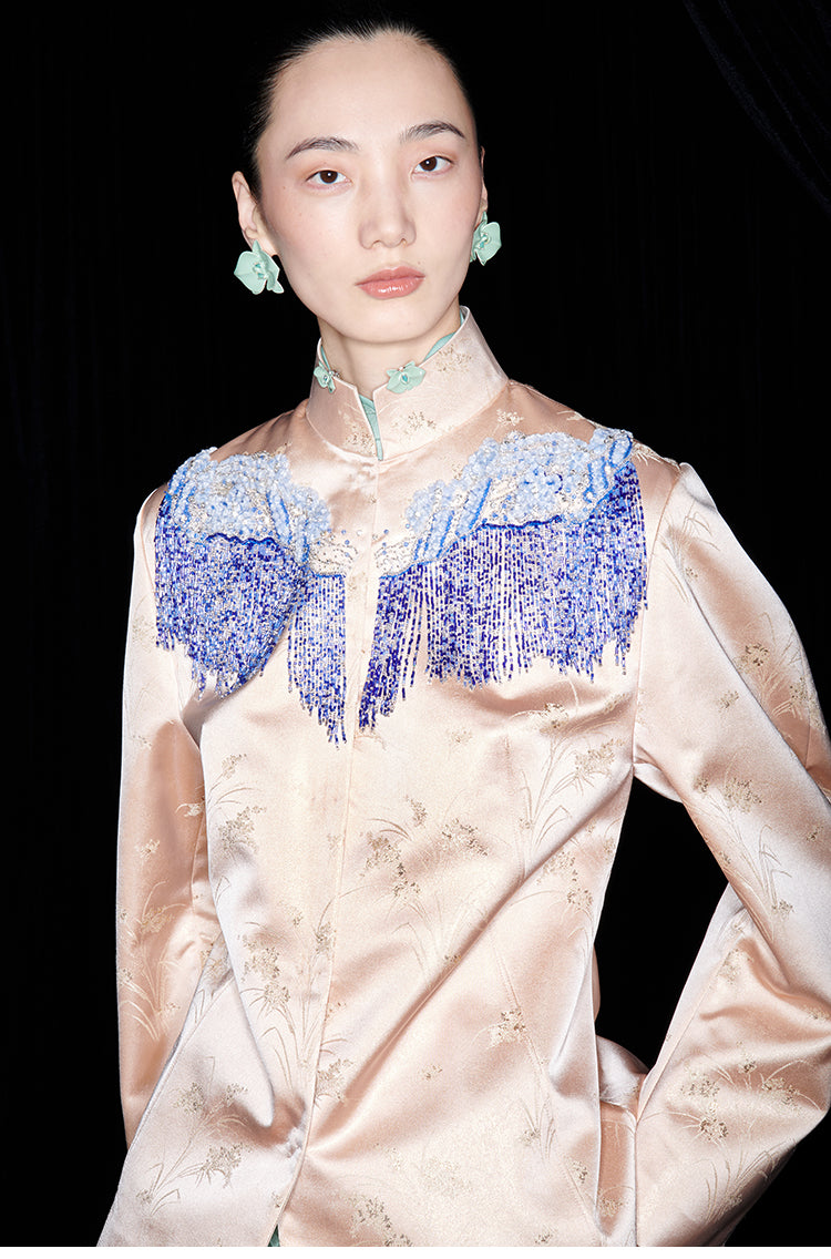 M essential Mackay designer brand Sea Cliff Tassel Beaded Shirt - plain.