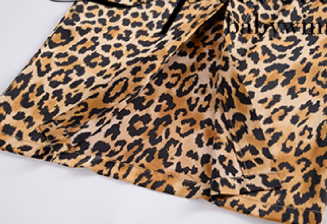 Le Palais Vintage sensual elegant leopard print faux silk satin slim wrap maxi dress-ASTA