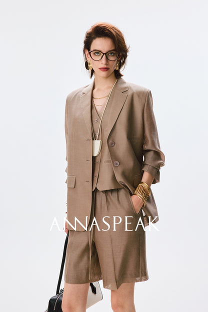 ANNASPEAK  mulberry silk cool silk haute couture upright suit vest set-ANCHOR.