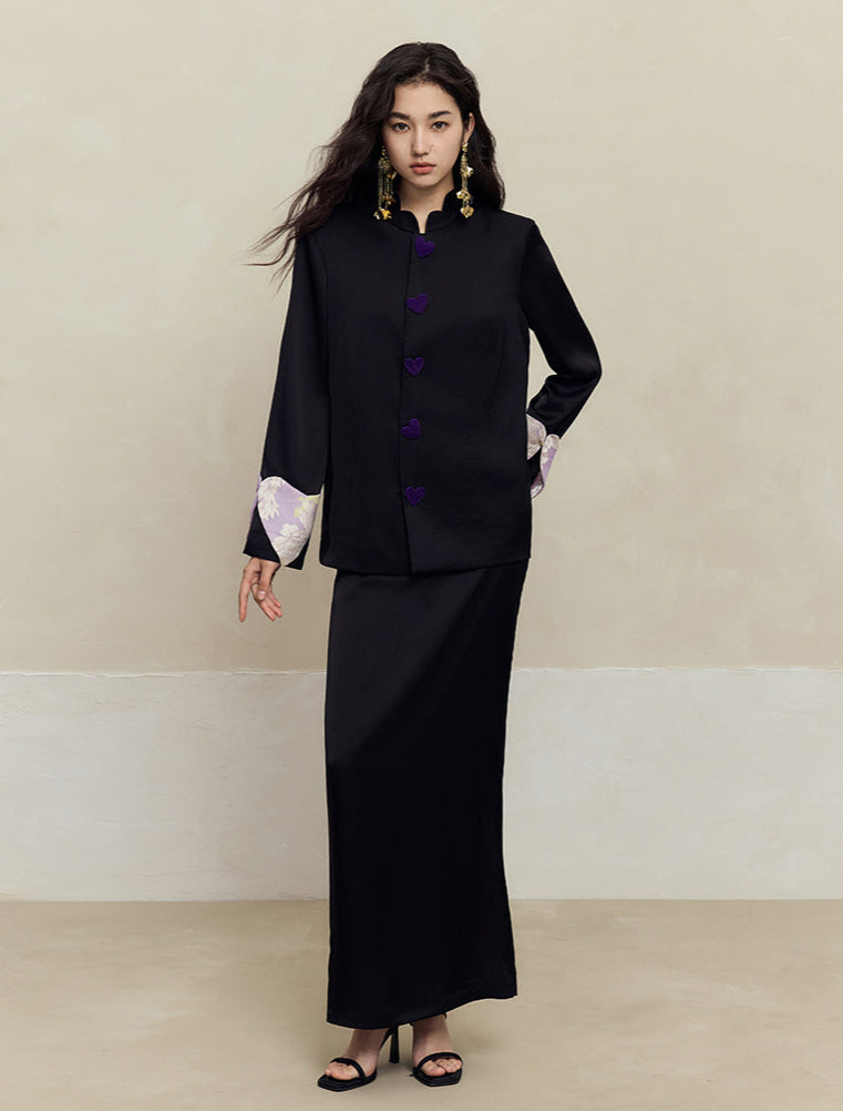 HECO Petal Stand-Up Collar Long Sleeve Blazer Women - do.