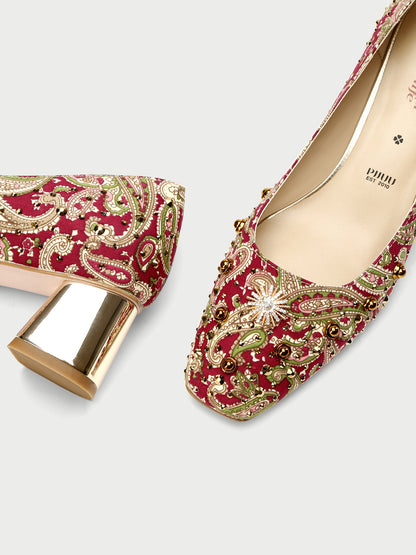 Pjjuu Spring And Autumn Red Wedding Block Xiuhe Clothes Shoes - SANS