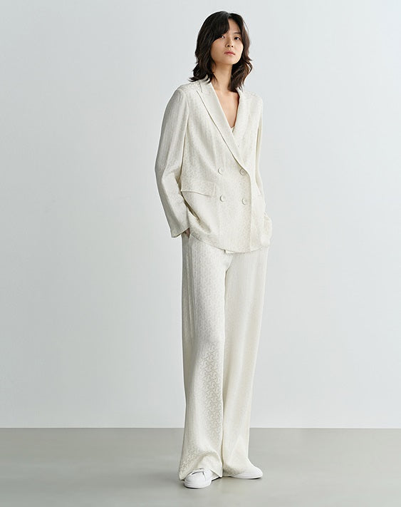 COMME MOI summer white jacquard straight suit jacket - RUBY.