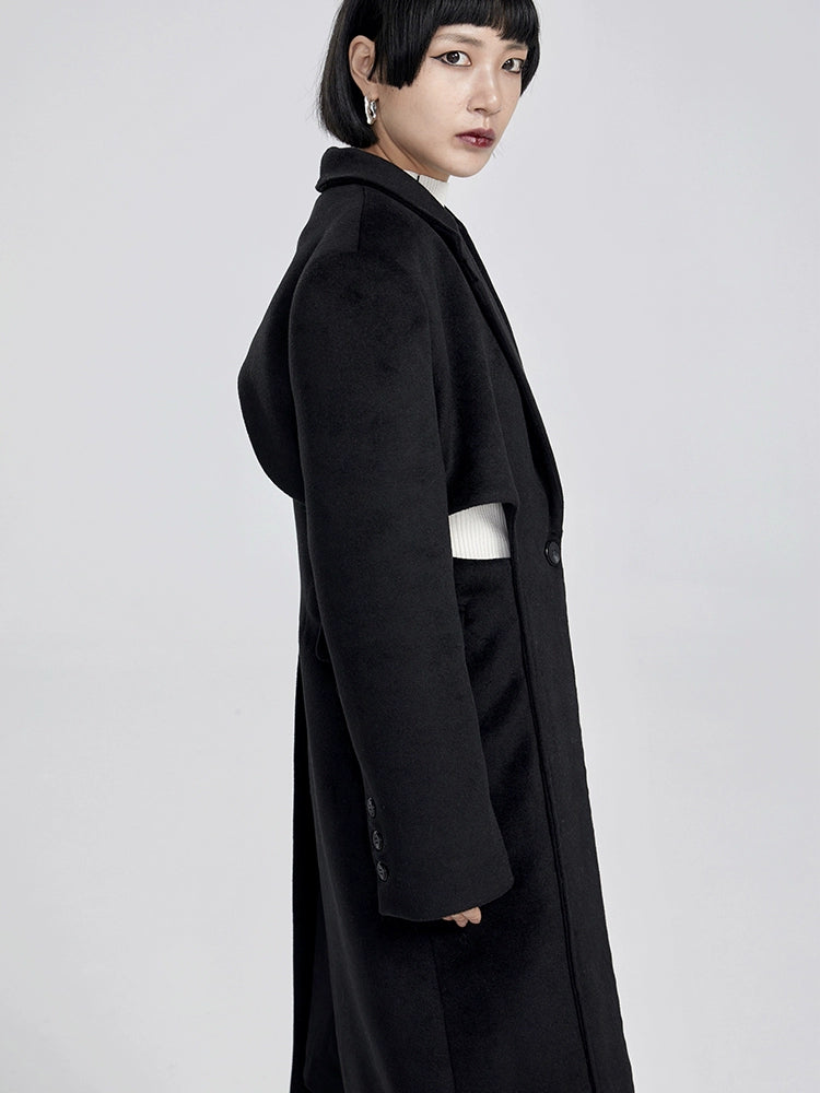 TINY IN two-piece cut-out black woolen coat-PRE