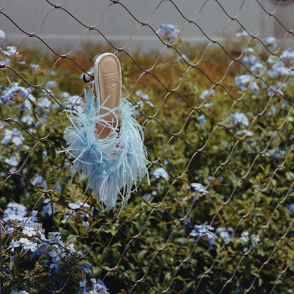 B-FEI imported feather velvet women's slippers heels-GERALD.