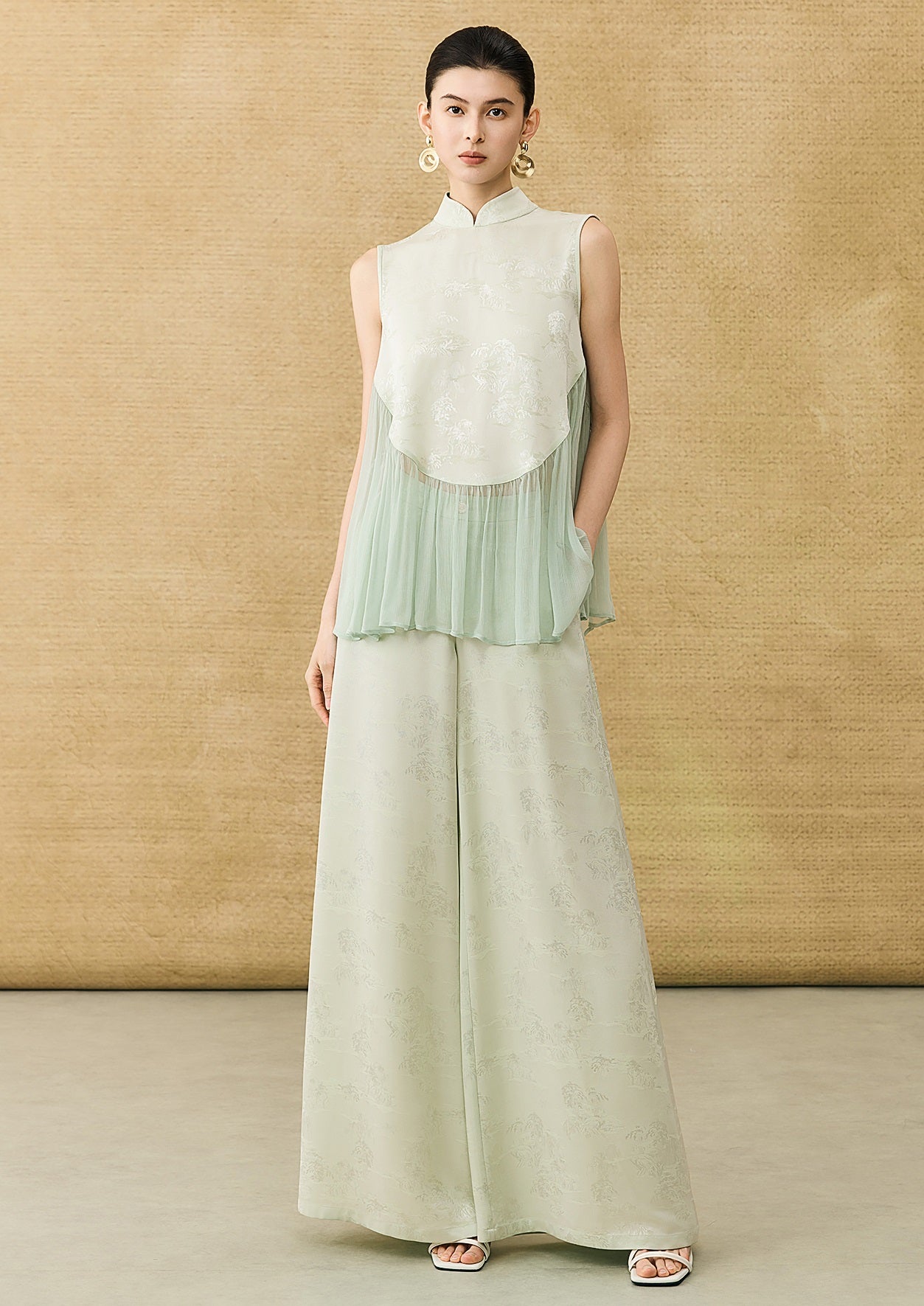 HECO New Chinese Acetate Jacquard Mesh Stitching T-Shirt - ANGEL.