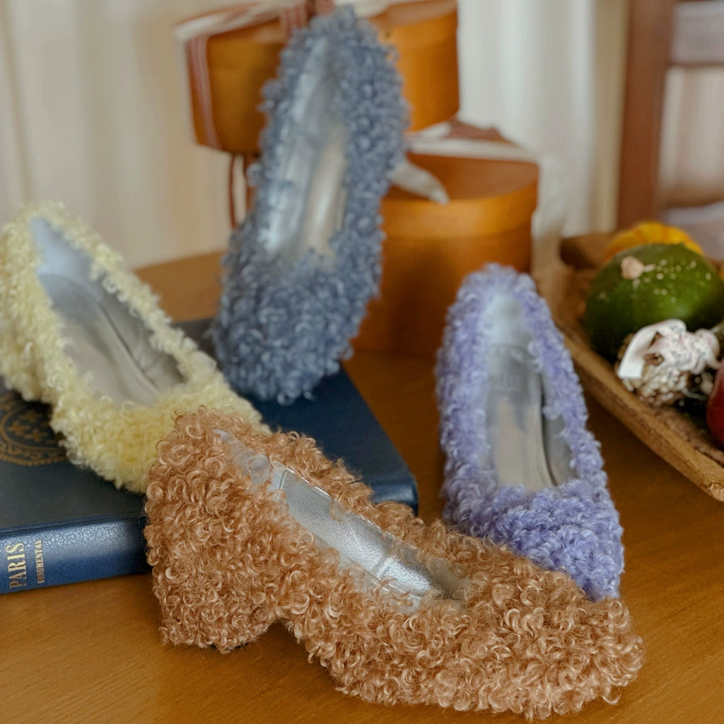 B-FEl lambswool shoes rolled mid heel-BUBA.